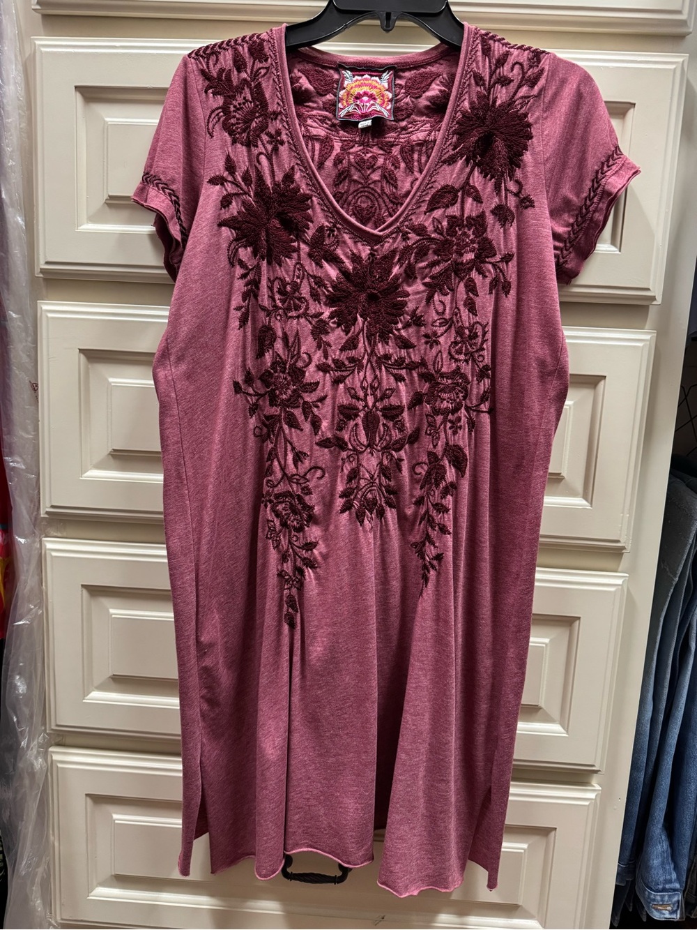 Johnny Was Tee Dress  Embroidered V-Neck Tunic S
